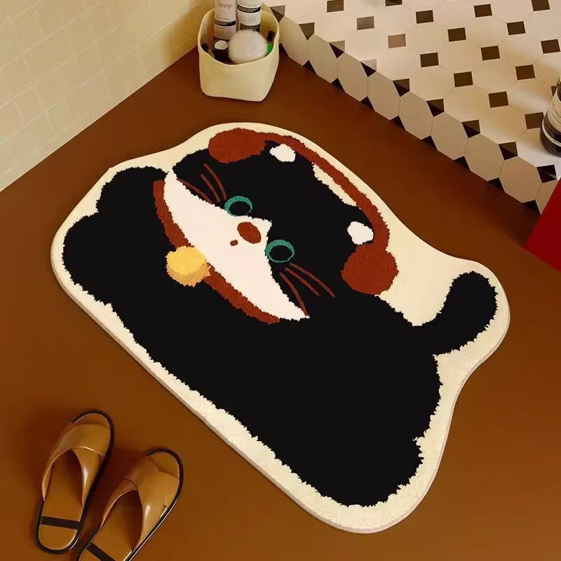 Cartoon Cat-Themed Bath Mat Soft Textile Non Slip | Kelmera