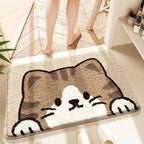 Cartoon Cat-Themed Plush Bath Mat | Kelmera