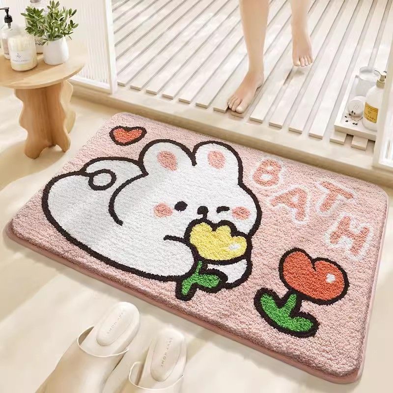 Cartoon Cat-Themed Plush Bath Mat | Kelmera