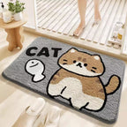 Cartoon Cat-Themed Plush Bath Mat | Kelmera