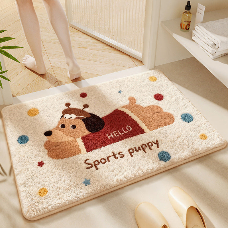 Cartoon Dog-Themed Bath Rug | Kelmera