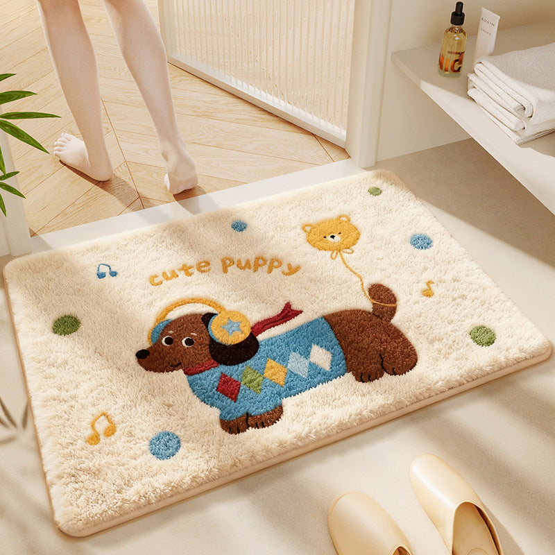 Cartoon Dog-Themed Bath Rug | Kelmera