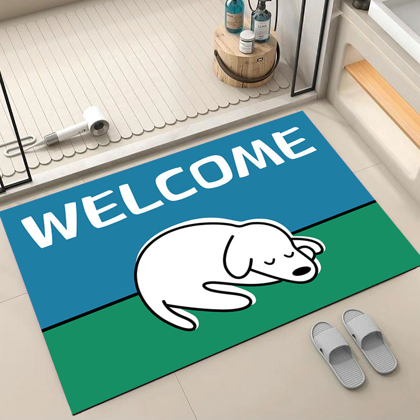 Cartoon Dog-Themed Welcome Mat | Kelmera