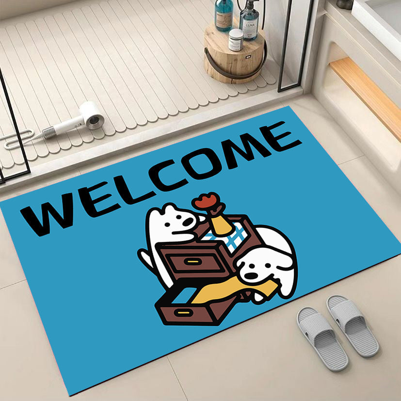 Cartoon Dog-Themed Welcome Mat | Kelmera