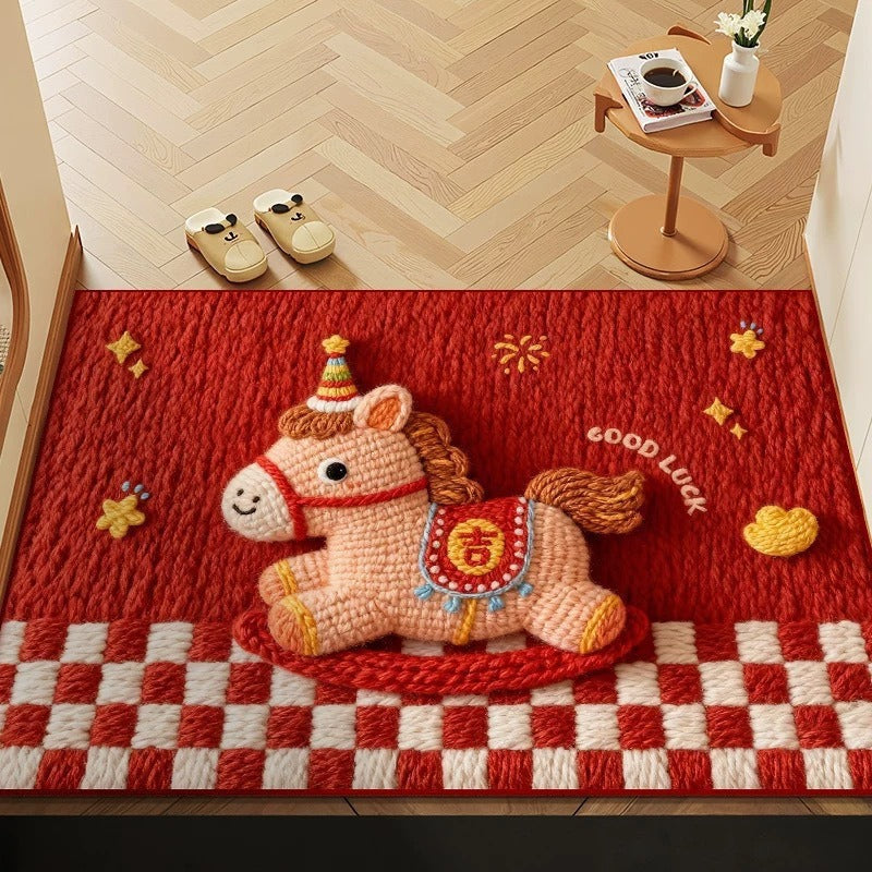 Cartoon Horse-Themed Area Mat | Kelmera
