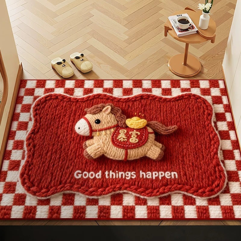 Cartoon Horse-Themed Area Mat | Kelmera