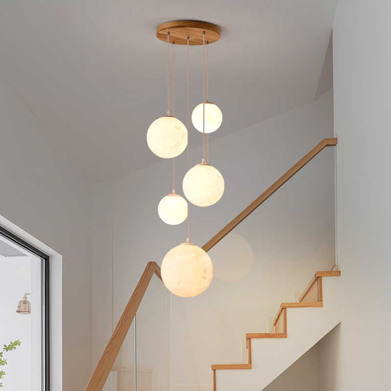 Cascading Glass Globe Pendant Lamp with Wooden Ceiling | Kelmera