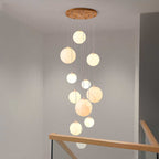 Cascading Glass Globe Pendant Lamp with Wooden Ceiling | Kelmera