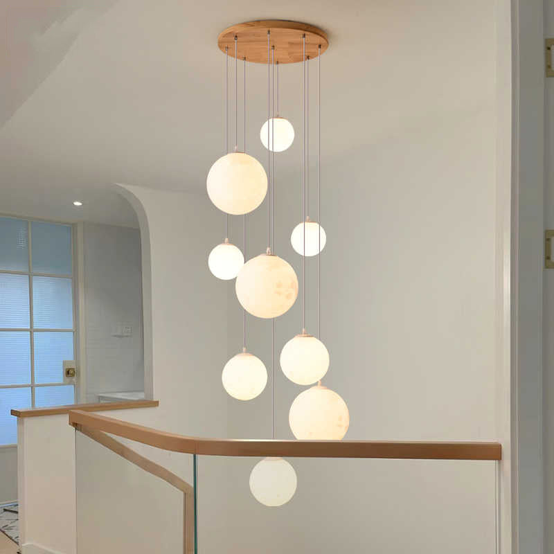 Cascading Glass Globe Pendant Lamp with Wooden Ceiling | Kelmera