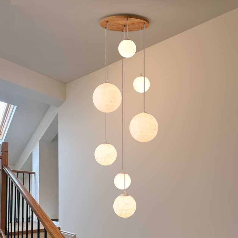 Cascading Glass Globe Pendant Lamp with Wooden Ceiling | Kelmera