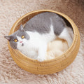 Cat Bed with Round Rattan Decoration | Kelmera