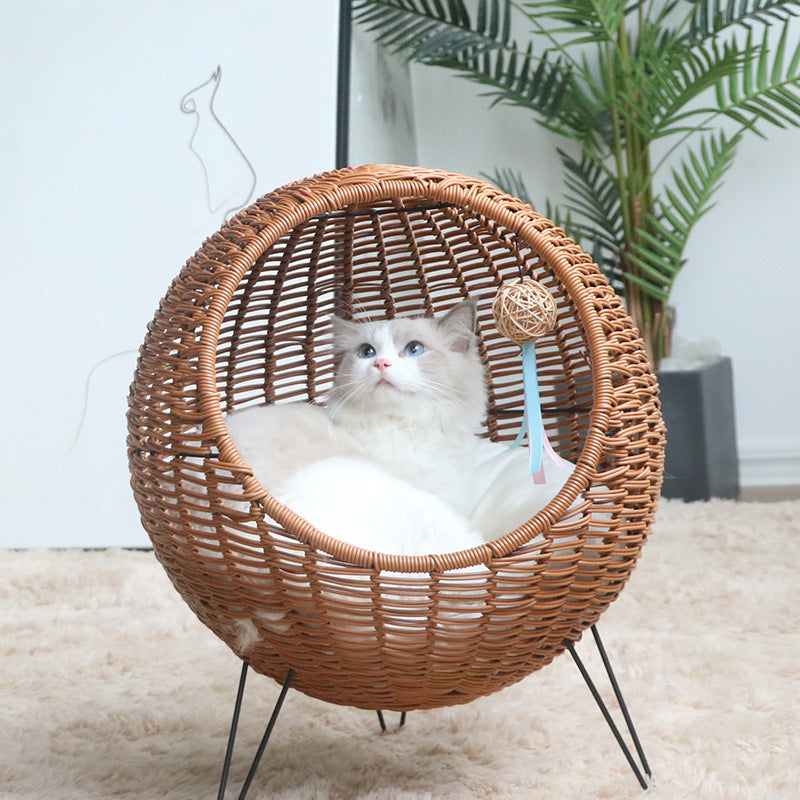 Cat Bed with Stylish Rattan Design | Kelmera