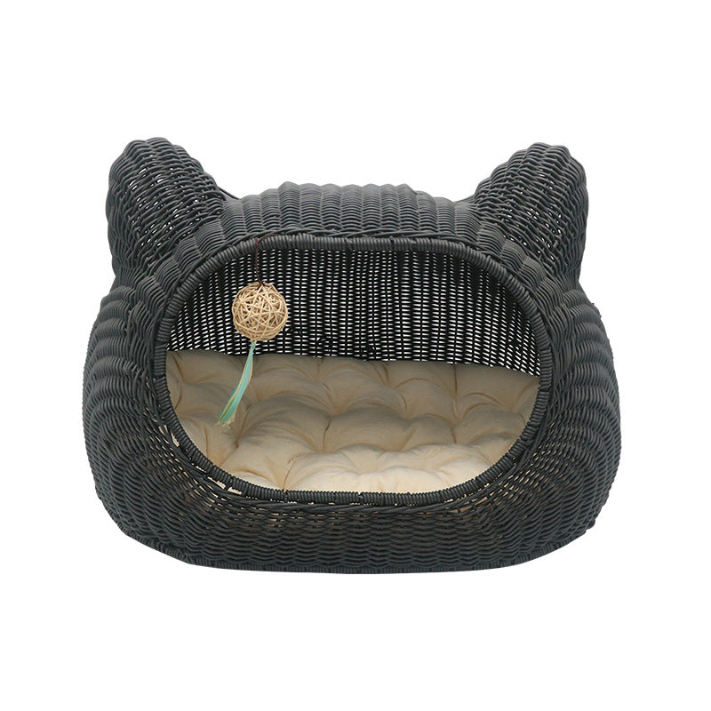Cat Bed Woven Natural Fiber Molded Plastic | Kelmera
