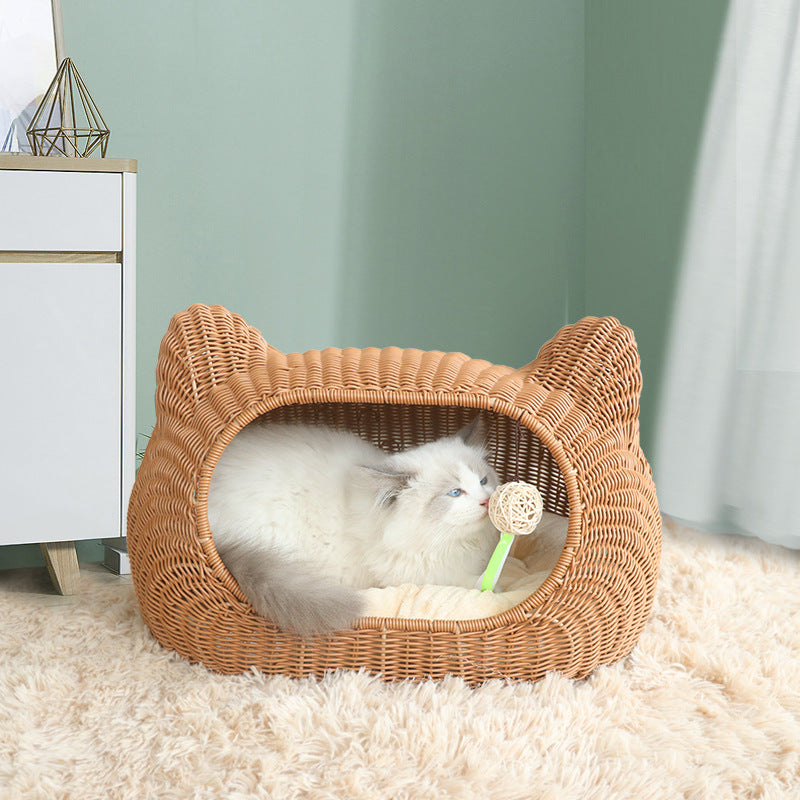 Cat Bed Woven Natural Fiber Molded Plastic | Kelmera