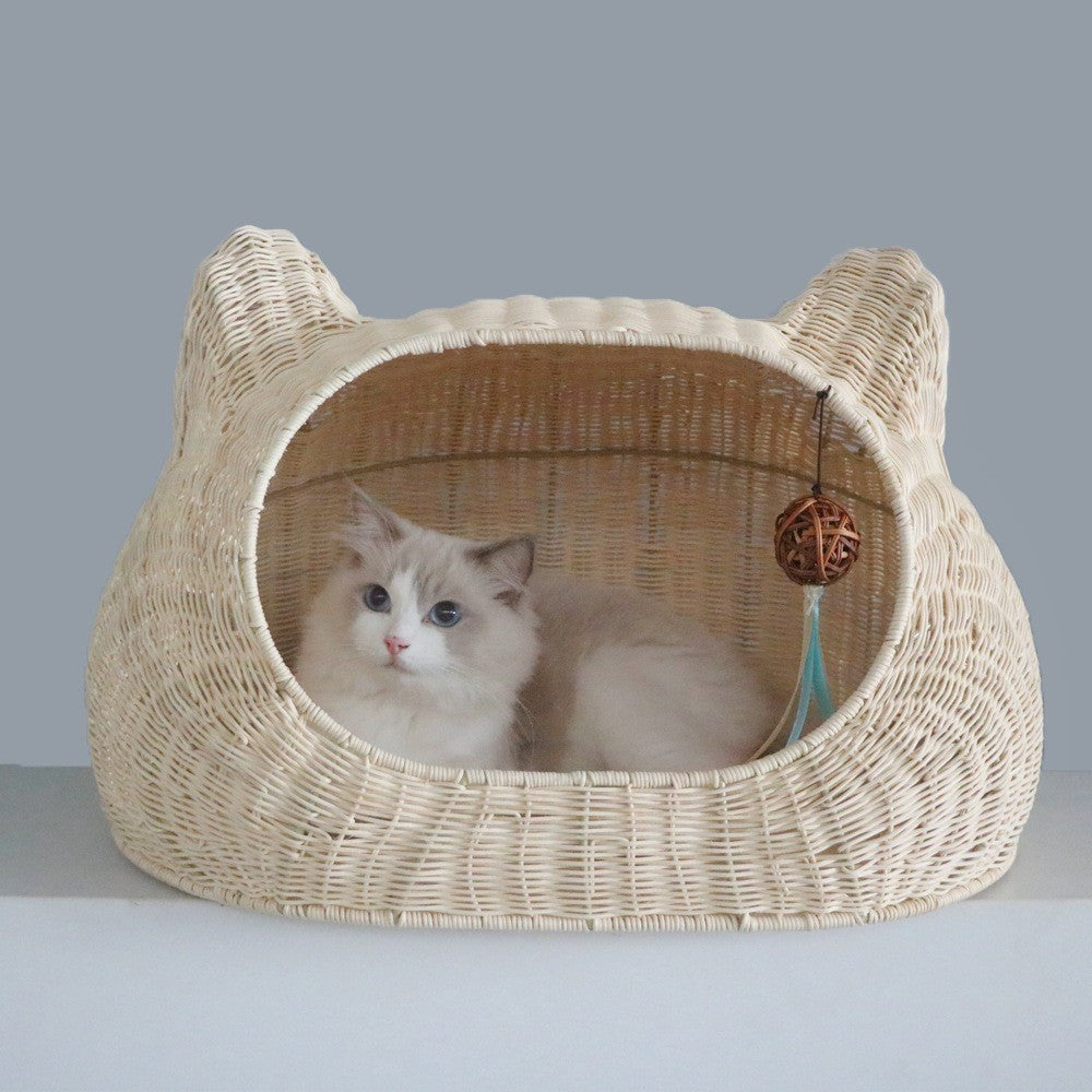 Cat Bed Woven Natural Fiber Molded Plastic | Kelmera