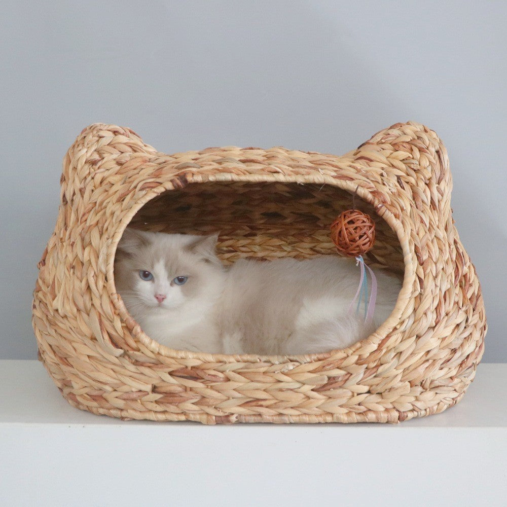 Cat Bed Woven Natural Fiber Molded Plastic | Kelmera