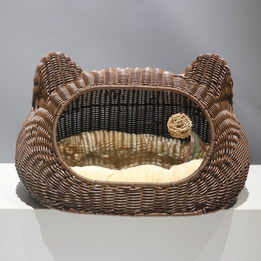 Cat Bed Woven Natural Fiber Molded Plastic | Kelmera