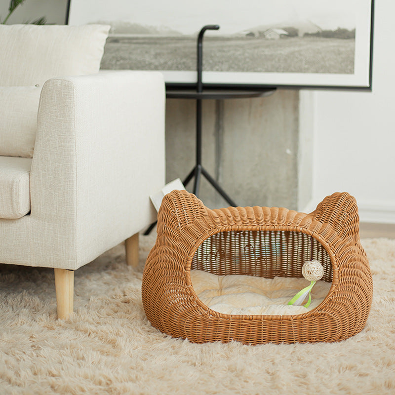 Cat Bed Woven Natural Fiber Molded Plastic | Kelmera