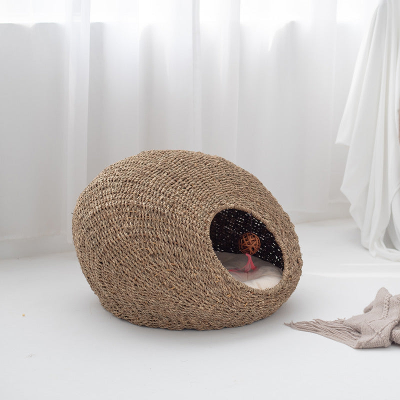 Cat Cave Woven Natural Fiber Handcrafted | Kelmera