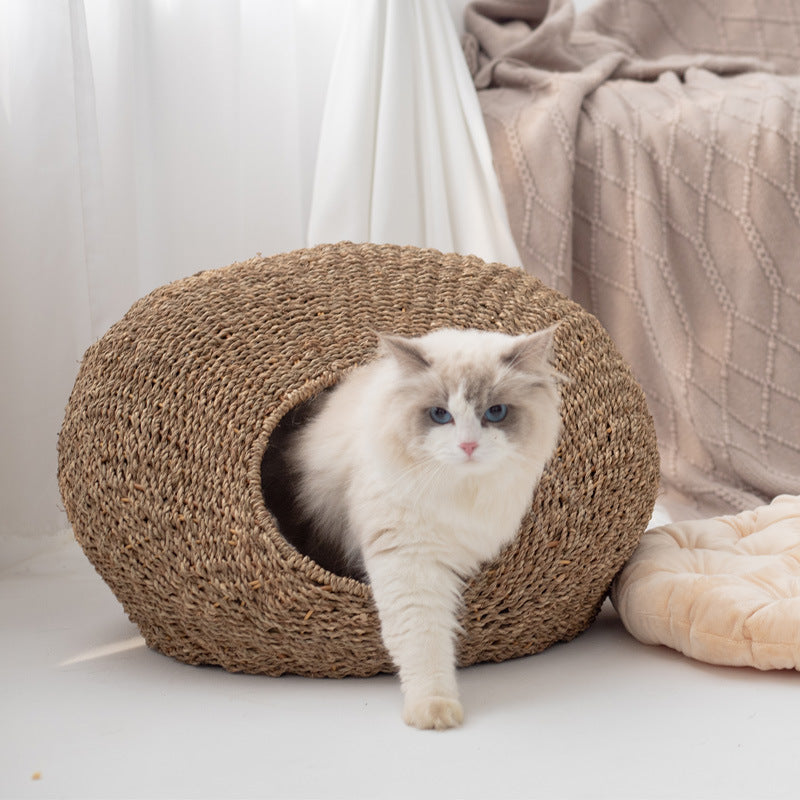 Cat Cave Woven Natural Fiber Handcrafted | Kelmera