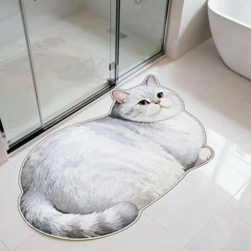 Cat-Shaped Plush Bath Mat | Kelmera