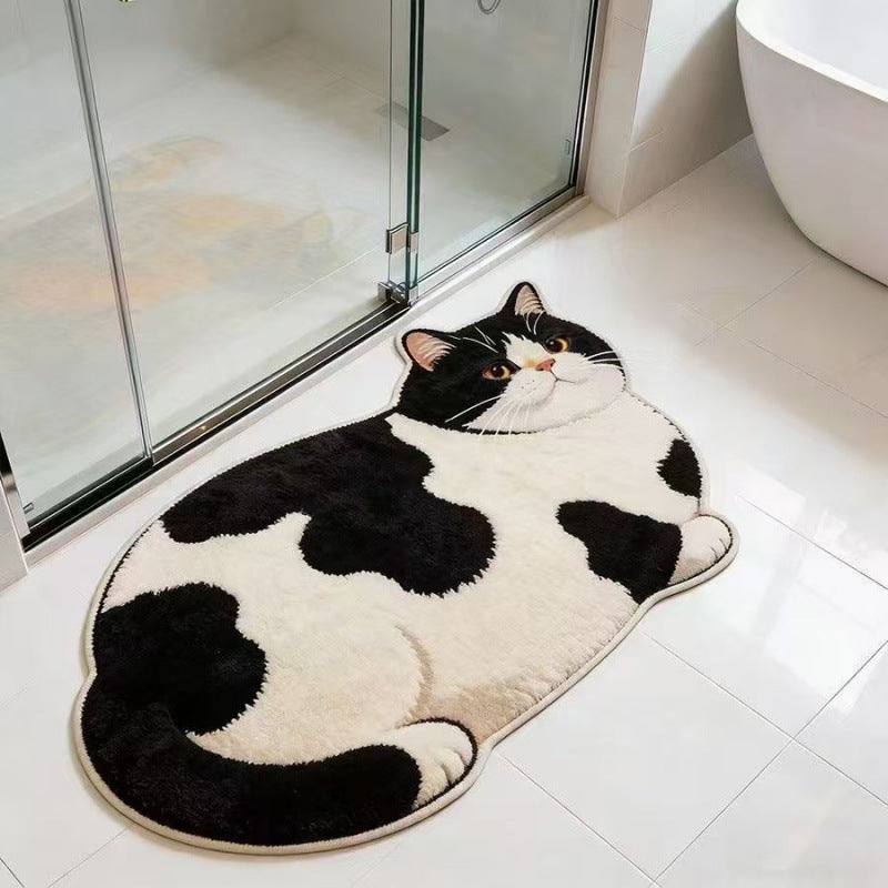 Cat-Shaped Plush Bath Mat | Kelmera