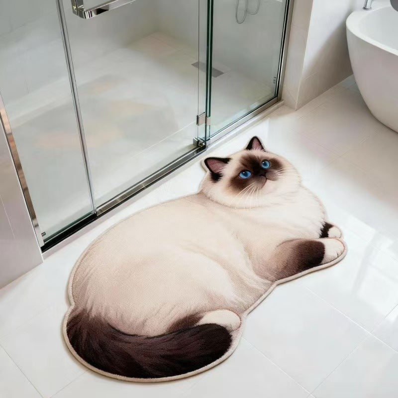 Cat-Shaped Plush Bath Mat | Kelmera