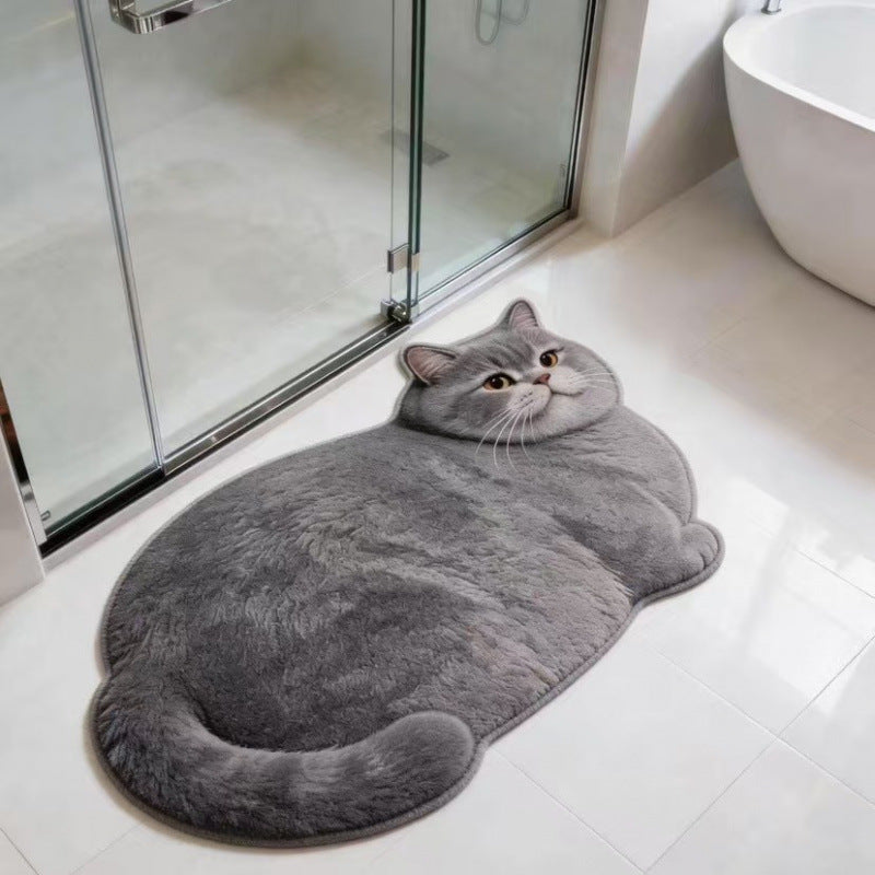Cat-Shaped Plush Bath Mat | Kelmera