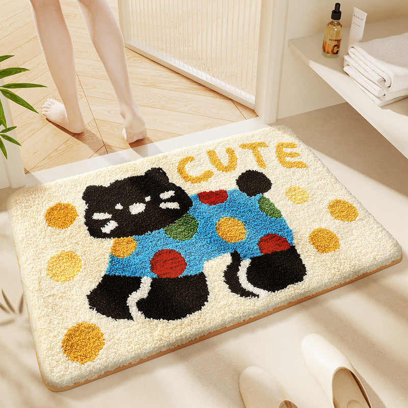 Cat-Themed Plush Bath Mat Soft Textile | Kelmera