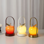 Ceramic Apple-Shaped Ambient Table Lamp with Brass Handle | Kelmera