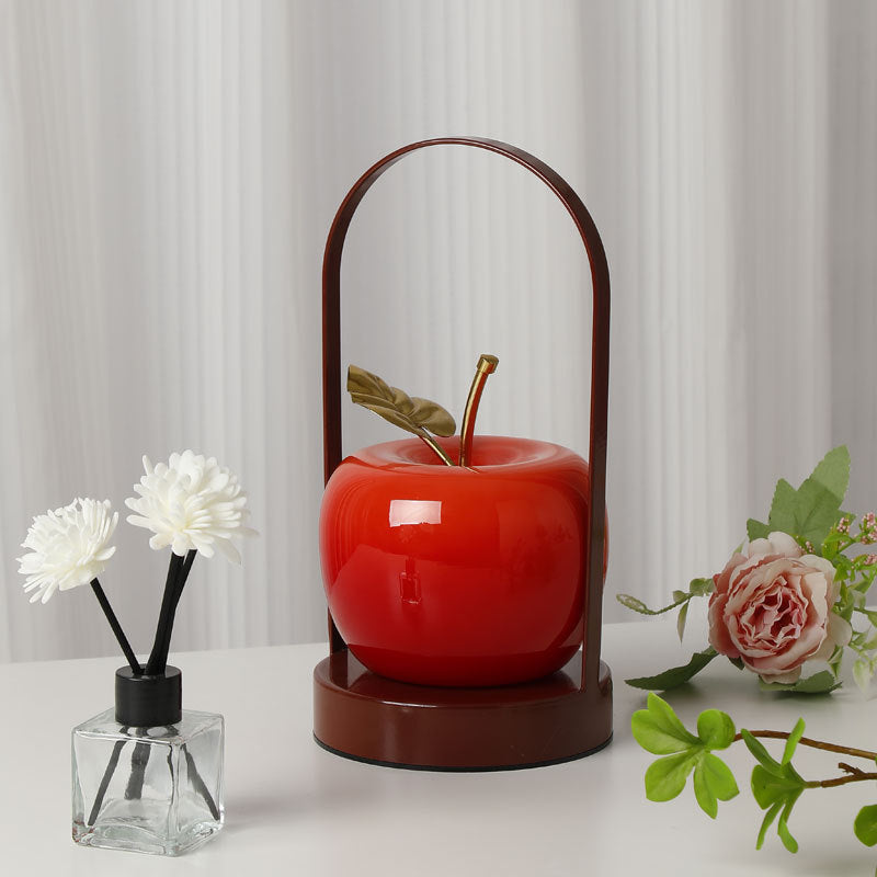 Ceramic Apple-Shaped Ambient Table Lamp with Brass Handle | Kelmera