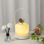 Ceramic Apple-Shaped Ambient Table Lamp with Brass Handle | Kelmera