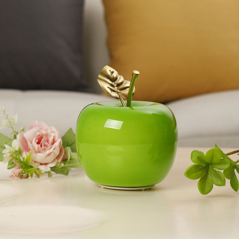 Ceramic Apple Table Lamp with Brass Rod and Metal Base | Kelmera