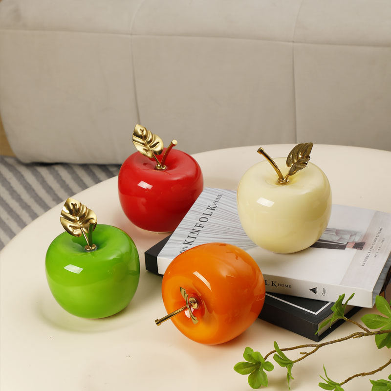 Ceramic Apple Table Lamp with Brass Rod and Metal Base | Kelmera