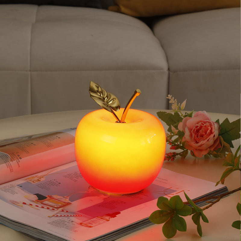 Ceramic Apple Table Lamp with Brass Rod and Metal Base | Kelmera