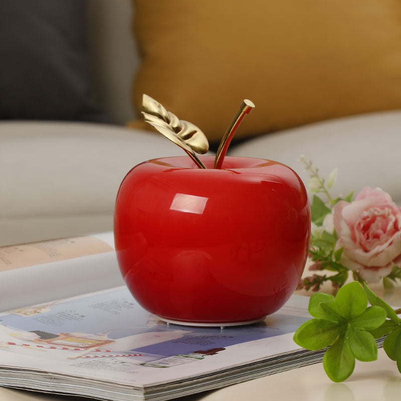 Ceramic Apple Table Lamp with Brass Rod and Metal Base | Kelmera