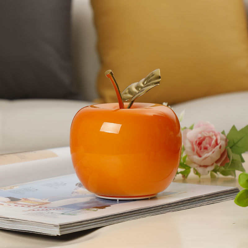 Ceramic Apple Table Lamp with Brass Rod and Metal Base | Kelmera