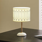 Ceramic Base Bedside Lamp with Fabric Shade in Arrow Pattern | Kelmera
