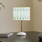 Ceramic Base Bedside Lamp with Fabric Shade in Arrow Pattern | Kelmera