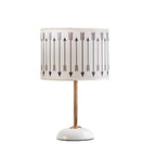Ceramic Base Bedside Lamp with Fabric Shade in Arrow Pattern | Kelmera