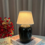 Ceramic Bedside Lamp with Linen Shade | Kelmera