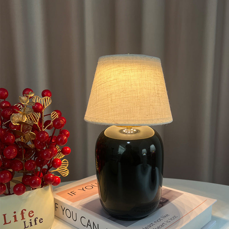 Ceramic Bedside Lamp with Linen Shade | Kelmera