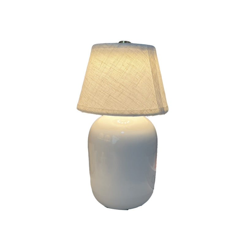 Ceramic Bedside Lamp with Linen Shade | Kelmera
