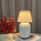 Ceramic Bedside Lamp with Linen Shade | Kelmera