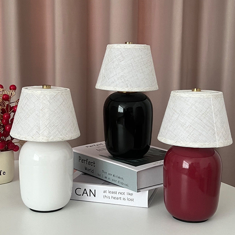Ceramic Bedside Lamp with Linen Shade | Kelmera