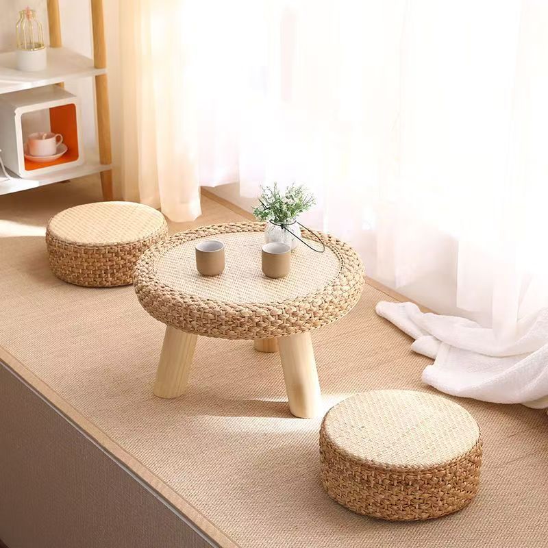 Chair Set Woven Natural Fiber Wood | Kelmera