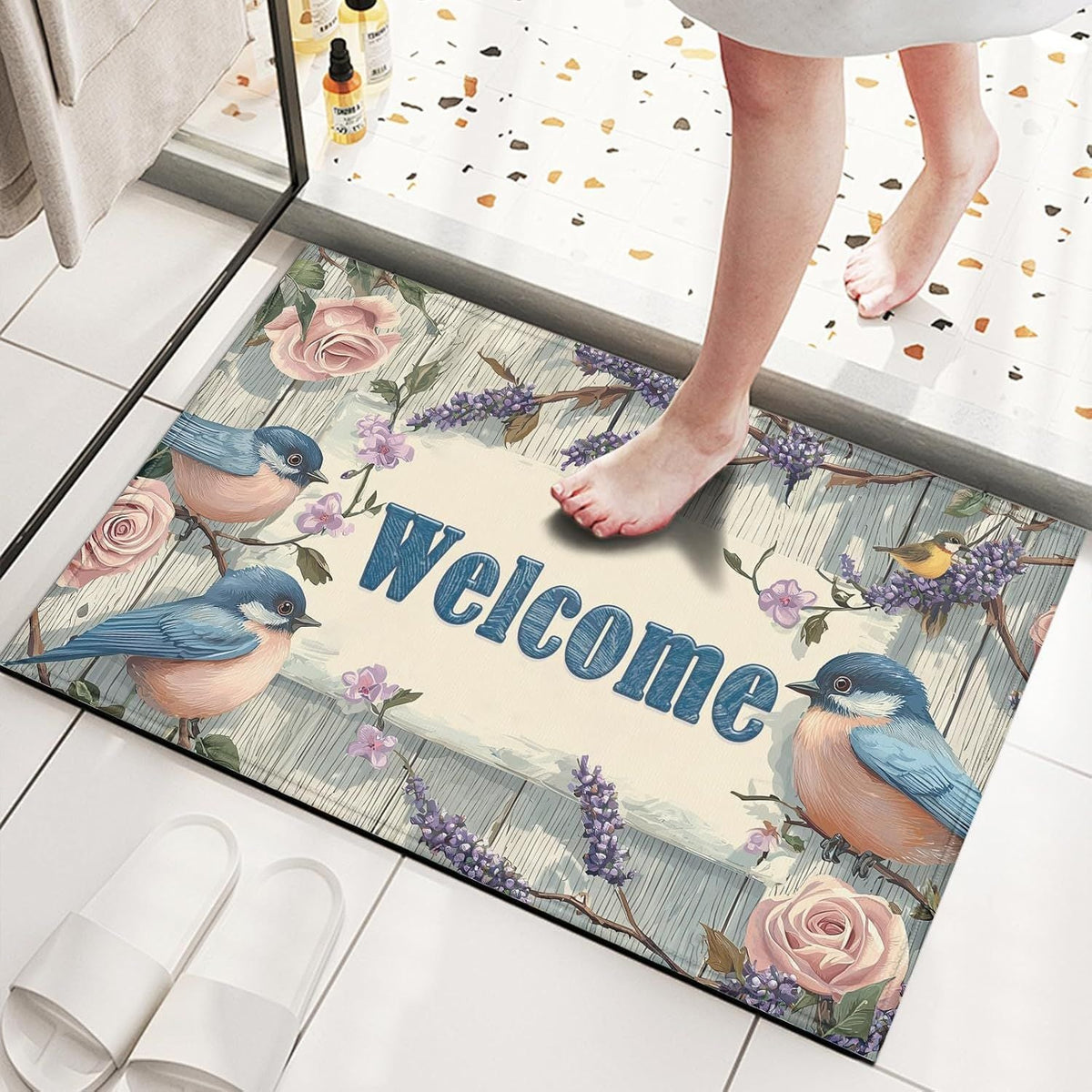 Charming Floral Welcome Mat | Kelmera