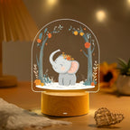 Child LED Acrylic Night Light with Cute Pony Illustration and Wooden Base | Kelmera