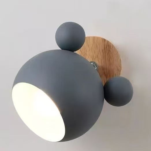 Children's Decorative Wall Lamp with Wooden Background and Bear Ears | Kelmera
