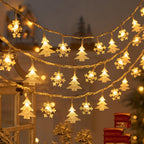 Christmas Tree and Snowflake LED Lights String Battery-Operated Acrylic Ornament Garland | Kelmera